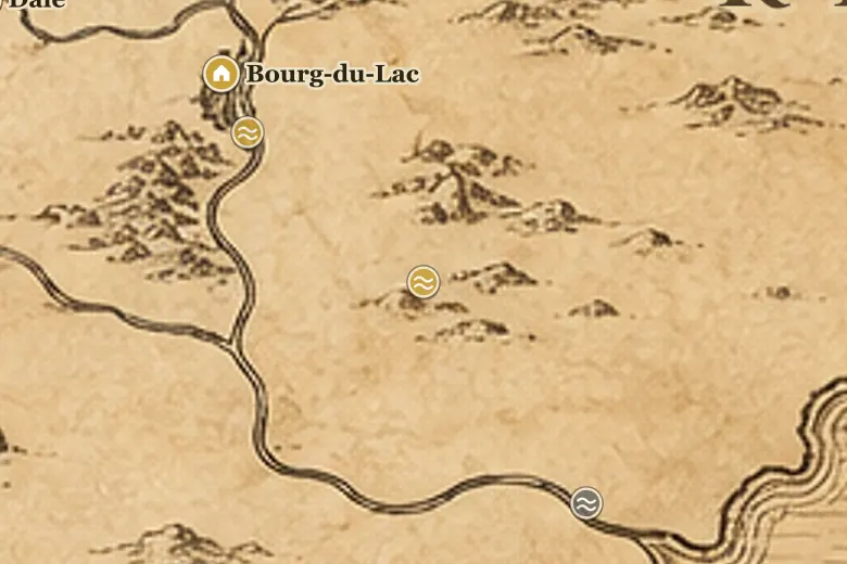 La Rivière Courante sur la carte de la Terre du Milieu