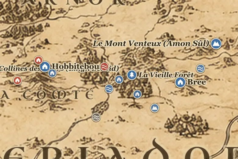 Creux-de-Crique sur la carte de la Terre du Milieu