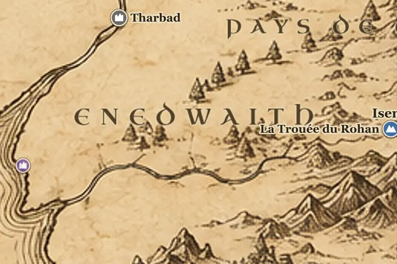 L'Enedwaith sur la carte de la Terre du Milieu