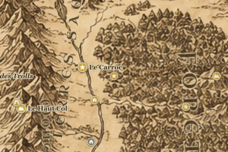 La Porte de la Forêt sur la carte de la Terre du Milieu