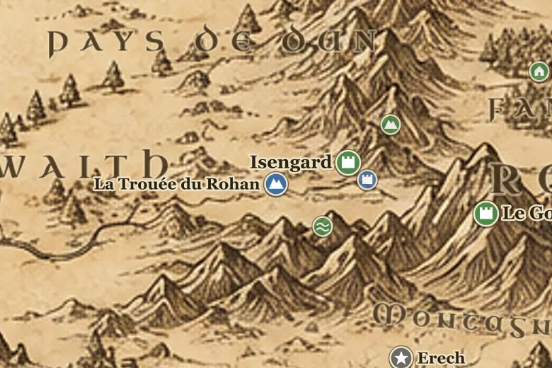 La Trouée du Rohan sur la carte de la Terre du Milieu