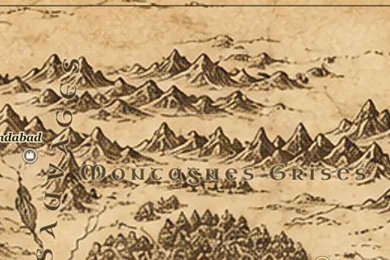 Les Montagnes Grises sur la carte de la Terre du Milieu