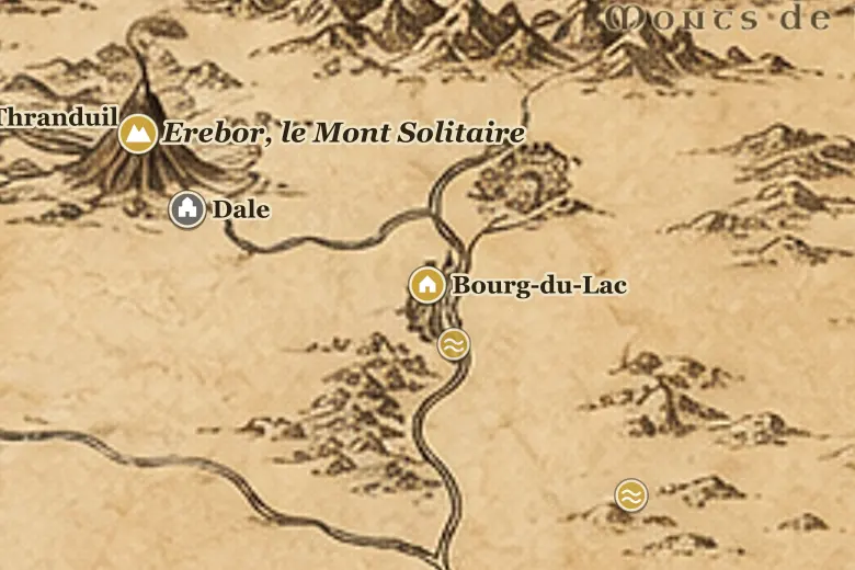 Bourg-du-Lac sur la carte de la Terre du Milieu
