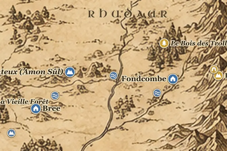 Le Dernier Pont sur la carte de la Terre du Milieu