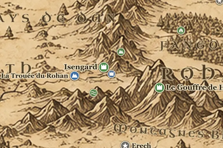 Orthanc sur la carte de la Terre du Milieu