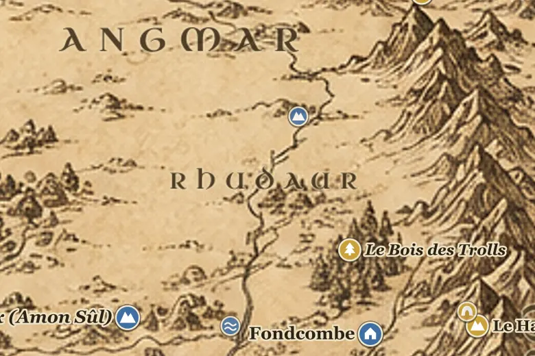 Le Rhudaur sur la carte de la Terre du Milieu