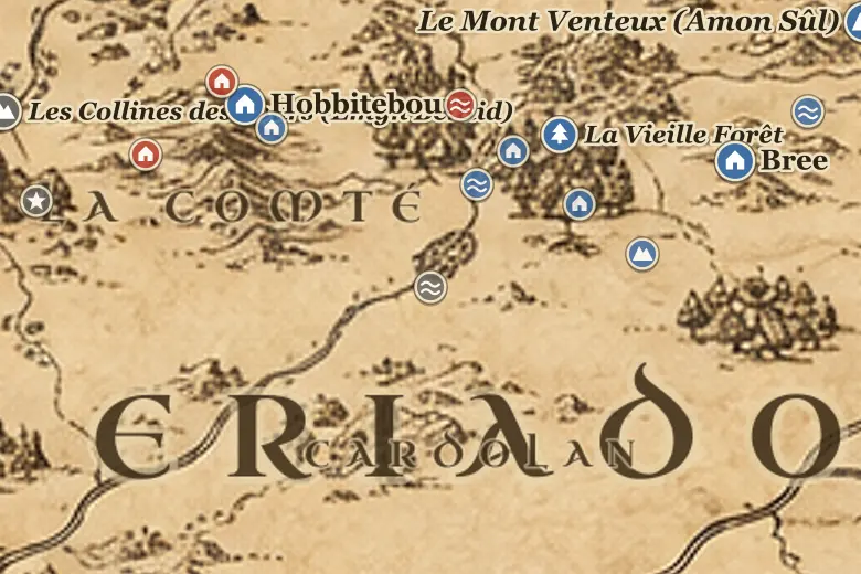 Le Gué de Sarn sur la carte de la Terre du Milieu
