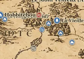 Le Bac de Châteaubouc sur la carte de la Terre du Milieu