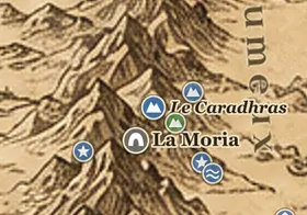 Le Caradhras sur la carte de la Terre du Milieu