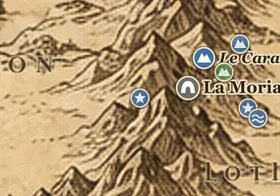 Les Portes de Durin sur la carte de la Terre du Milieu