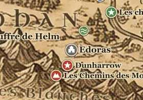 Edoras sur la carte de la Terre du Milieu