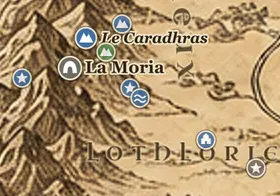 Le Lac Miroir sur la carte de la Terre du Milieu