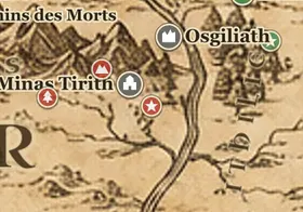 Les Champs du Pelennor sur la carte de la Terre du Milieu