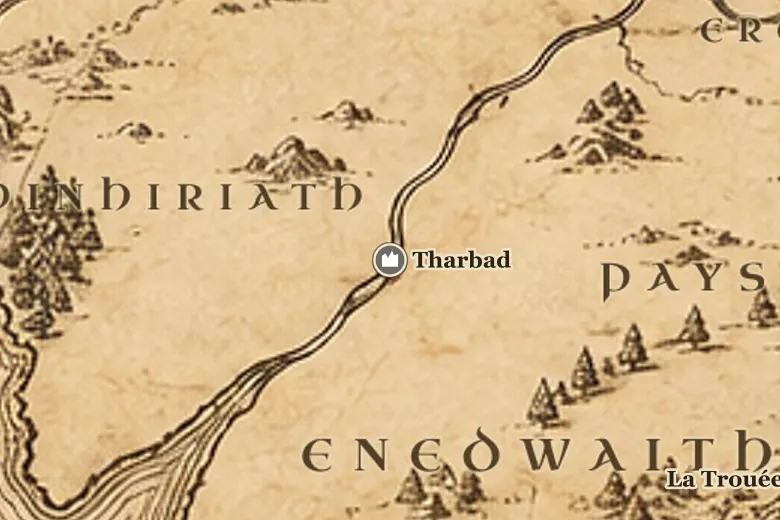 Tharbad sur la carte de la Terre du Milieu