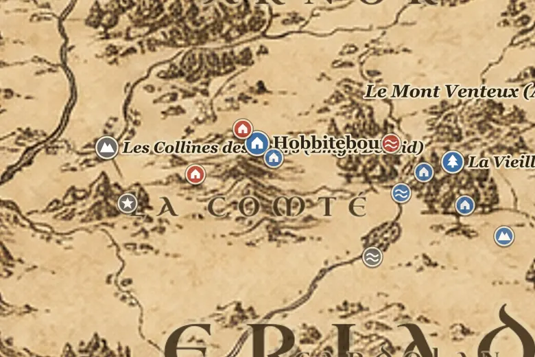 La Comté sur la carte de la Terre du Milieu