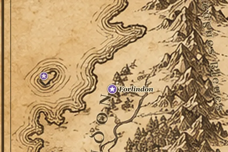 Tol Fuin sur la carte de la Terre du Milieu