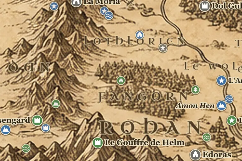 Wellinghall sur la carte de la Terre du Milieu