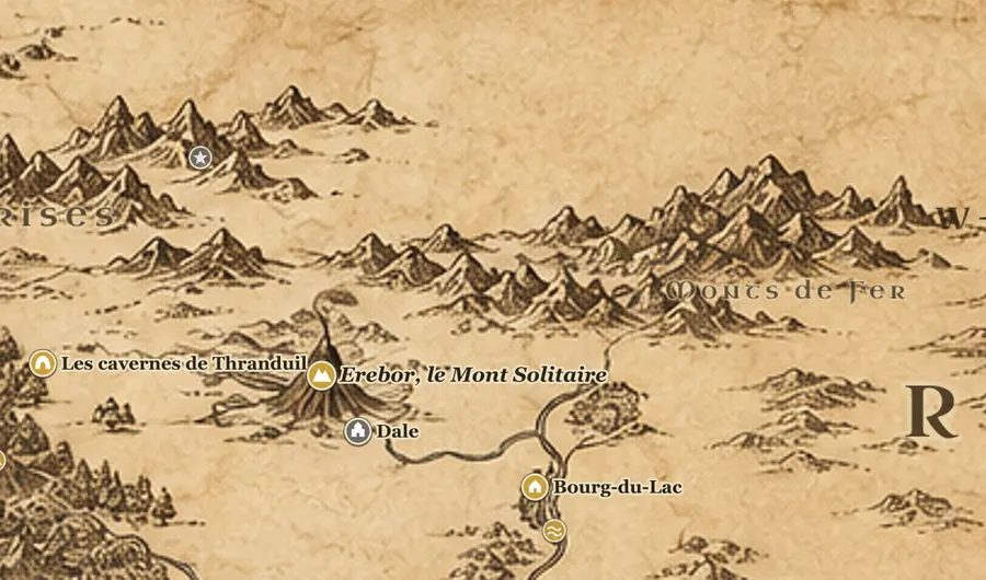 Dale et Erebor sur la carte de la Terre du Milieu