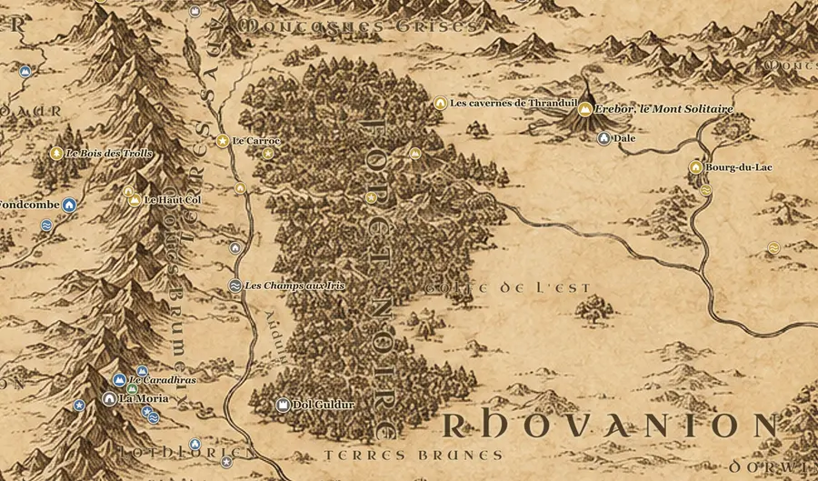 La Forêt Noire sur la carte de la Terre du Milieu
