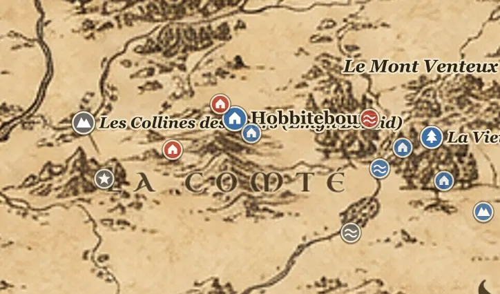 La Comté sur la carte de la Terre du Milieu