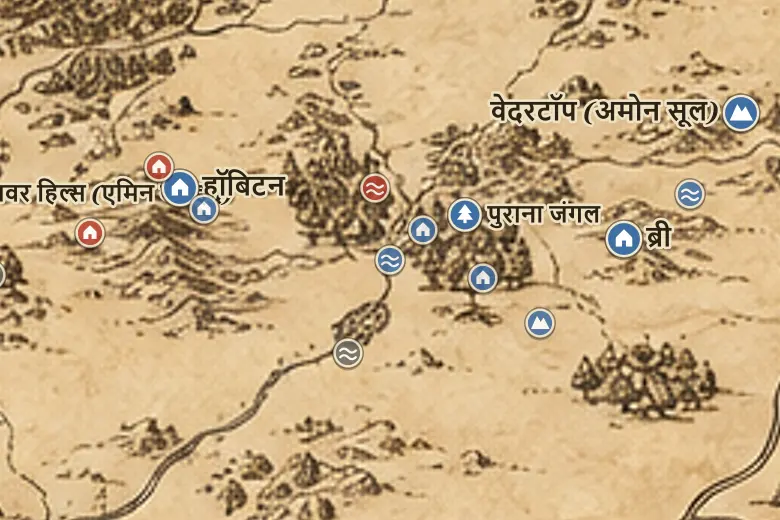 मिडिल-अर्थ के नक्शे पर बकलबरी फ़ेरी