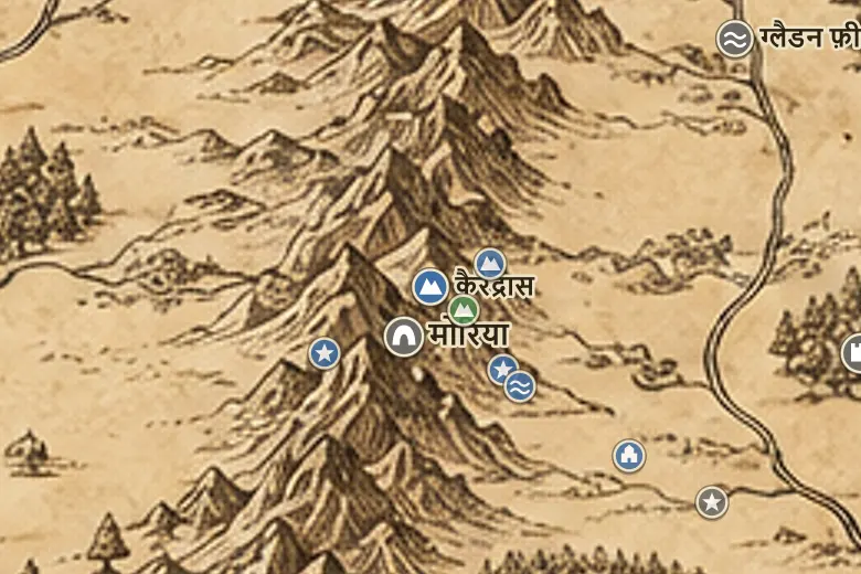 मिडिल-अर्थ के नक्शे पर कैरेद्रास