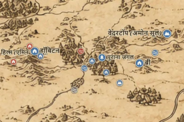 मिडिल-अर्थ के नक्शे पर क्रिकहॉलो