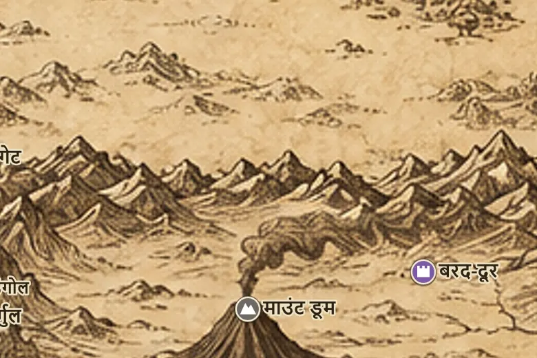 मिडिल-अर्थ के नक्शे पर एरेद लिथुइ