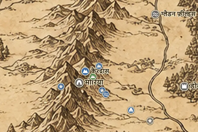 मिडिल-अर्थ के नक्शे पर फ़ानुइधोल