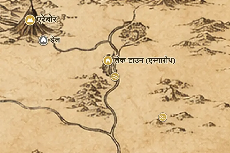 मिडिल-अर्थ के नक्शे पर लॉन्ग लेक