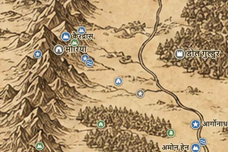 मिडिल-अर्थ के नक्शे पर लोथलोरियन