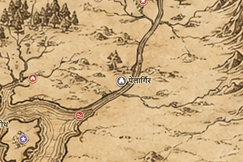 मिडिल-अर्थ के नक्शे पर पेलार्गिर