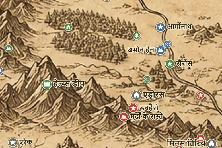 मिडिल-अर्थ के नक्शे पर रोहन