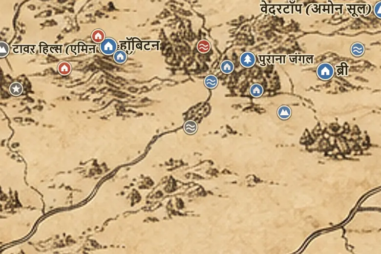 मिडिल-अर्थ के नक्शे पर सार्न फ़ोर्ड
