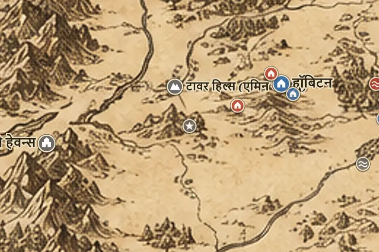 मिडिल-अर्थ के नक्शे पर वेस्टमार्च