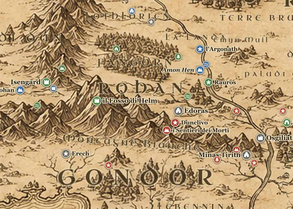 Merry e Pipino sulla mappa della Terra di Mezzo