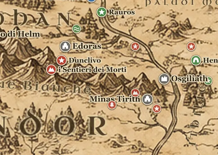 La cavalcata dei Rohirrim sulla mappa della Terra di Mezzo