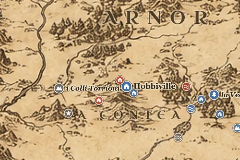 Casa Baggins sulla mappa della Terra di Mezzo