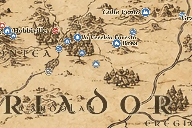 le Tumulilande sulla mappa della Terra di Mezzo