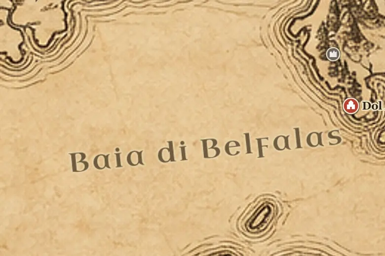 la Baia di Belfalas sulla mappa della Terra di Mezzo
