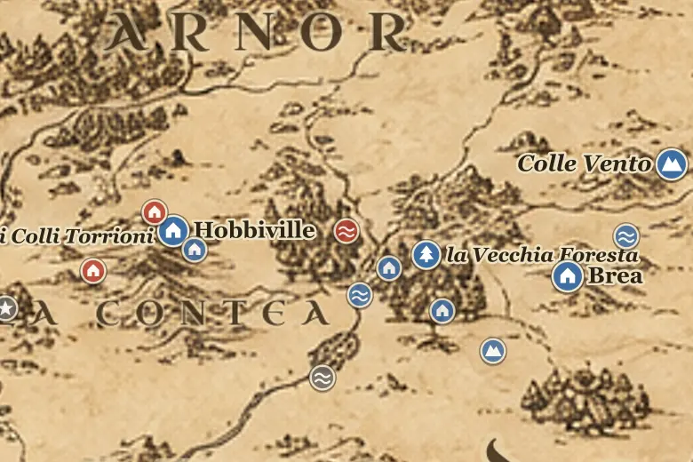 il Ponte del Brandivino sulla mappa della Terra di Mezzo
