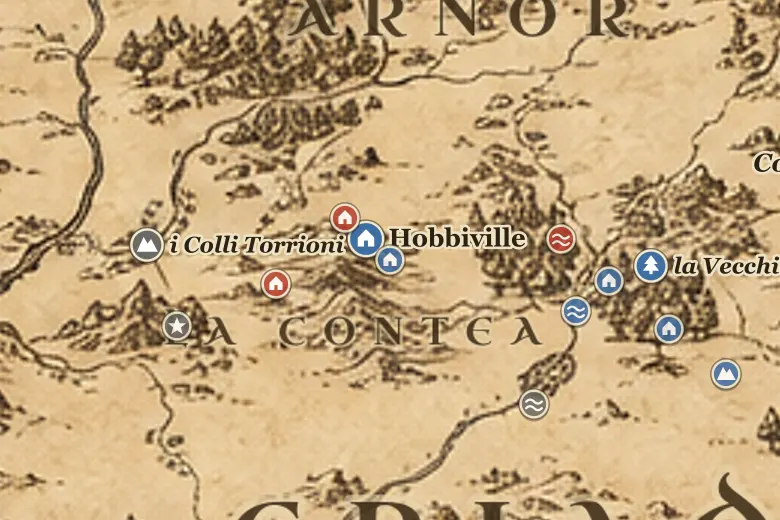 Lungacque sulla mappa della Terra di Mezzo