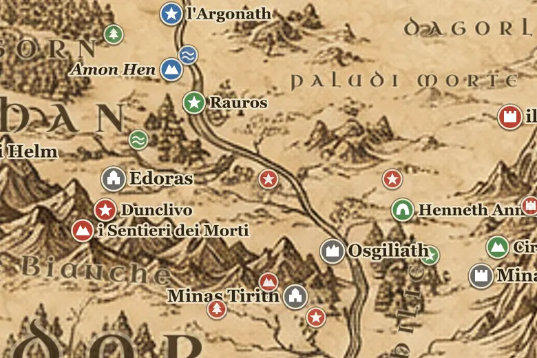 Cair Andros sulla mappa della Terra di Mezzo