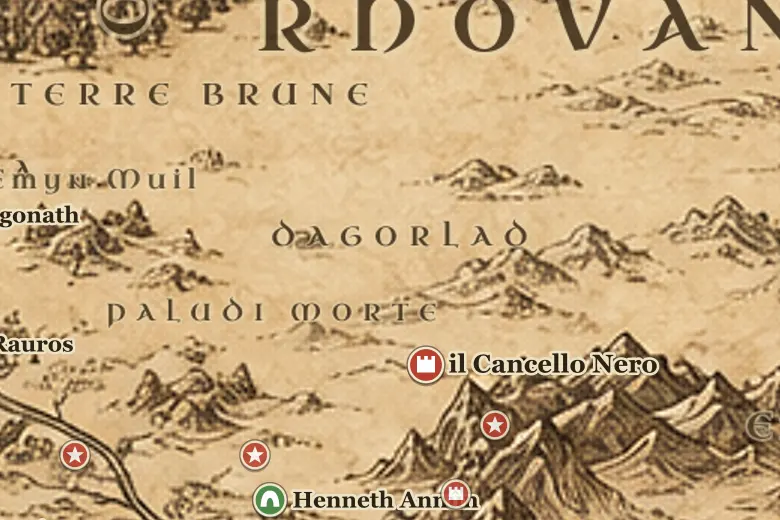 il Dagorlad sulla mappa della Terra di Mezzo