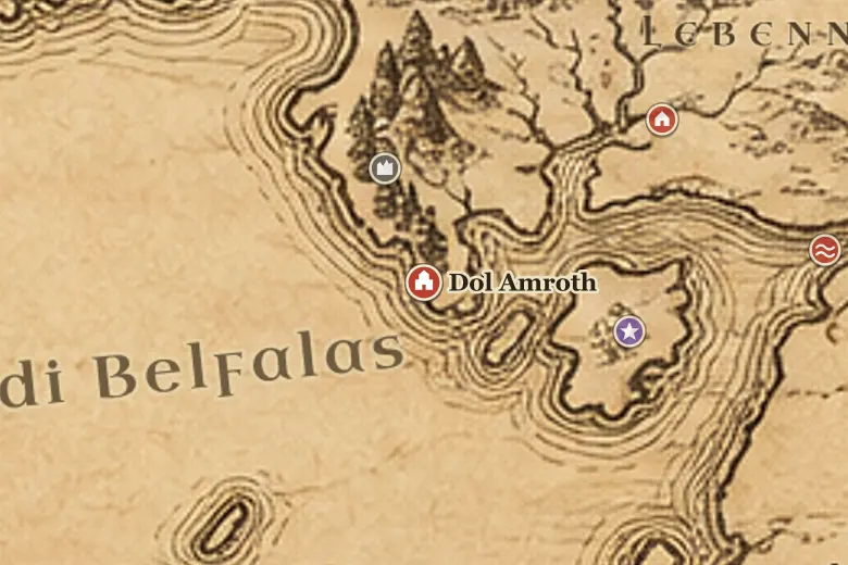 Dol Amroth sulla mappa della Terra di Mezzo