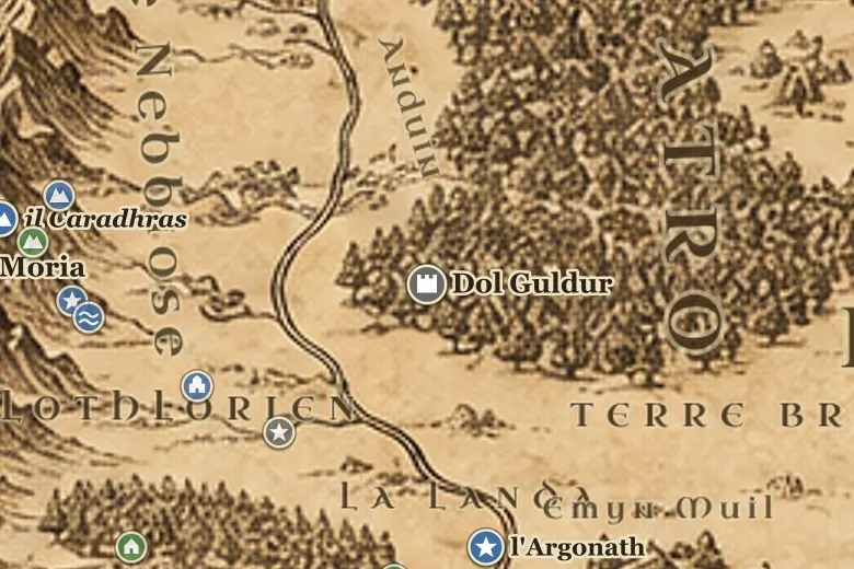 Dol Guldur sulla mappa della Terra di Mezzo