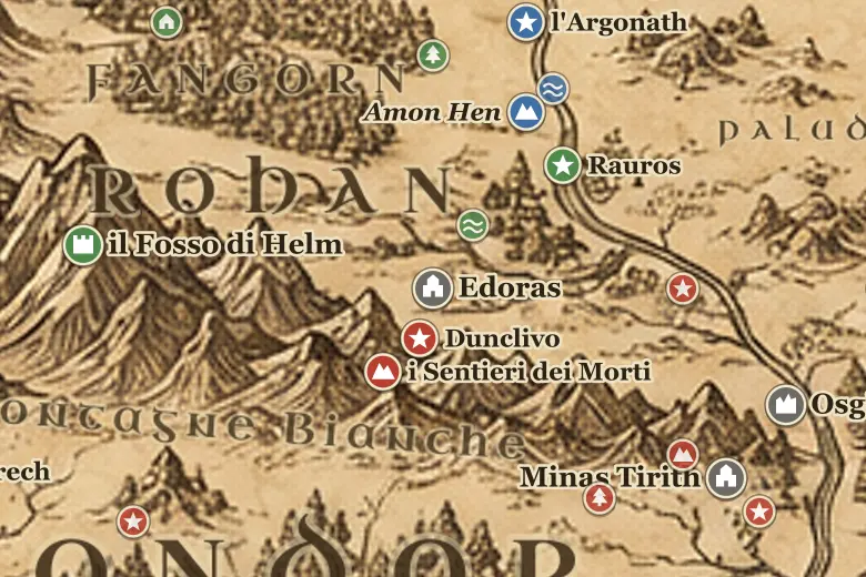 Edoras sulla mappa della Terra di Mezzo