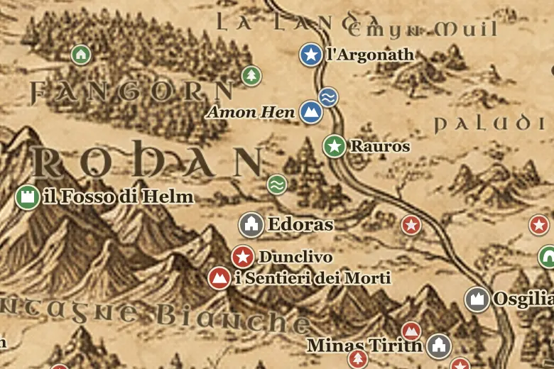 l'Entalluvio sulla mappa della Terra di Mezzo