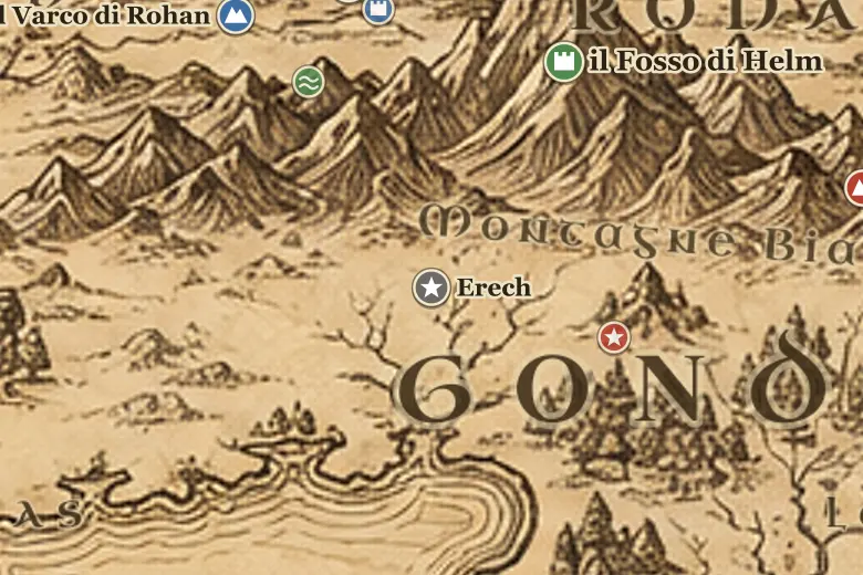 Erech sulla mappa della Terra di Mezzo