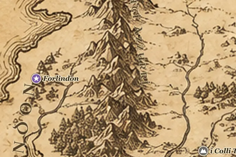 i Monti Azzurri sulla mappa della Terra di Mezzo